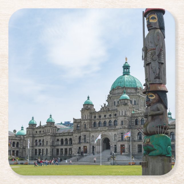 Posavasos Cuadrado De Papel Parlamento de Columbia Británica - Victoria, Canad (Anverso)