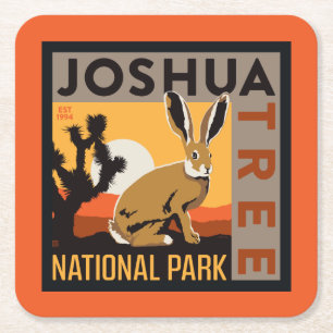 Posavasos Cuadrado De Papel Parque nacional Árbol de Joshua Jackrabbit