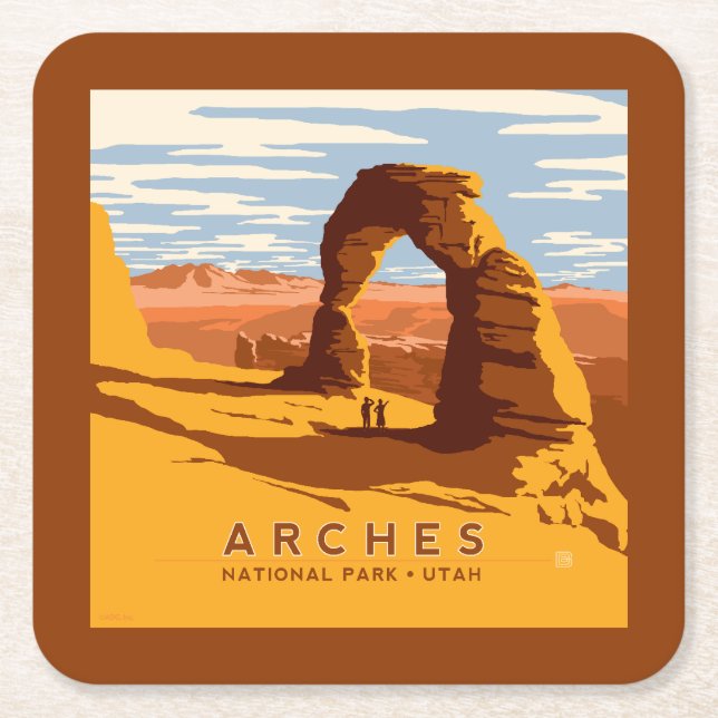 Posavasos Cuadrado De Papel Parque nacional Arches | Utah (Anverso)
