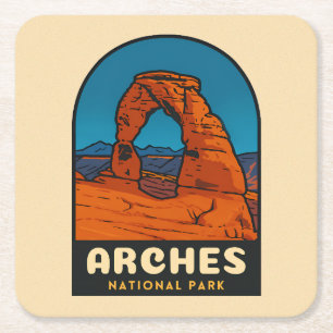 Posavasos Cuadrado De Papel Parque Nacional Arcos Utah Viajes Retro Vintage