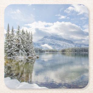Posavasos Cuadrado De Papel Parque nacional de Banff en invierno