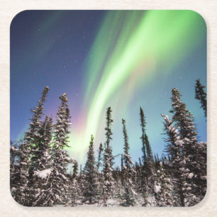 Posavasos Cuadrado De Papel Parque nacional de la aurora boreal el   Denali