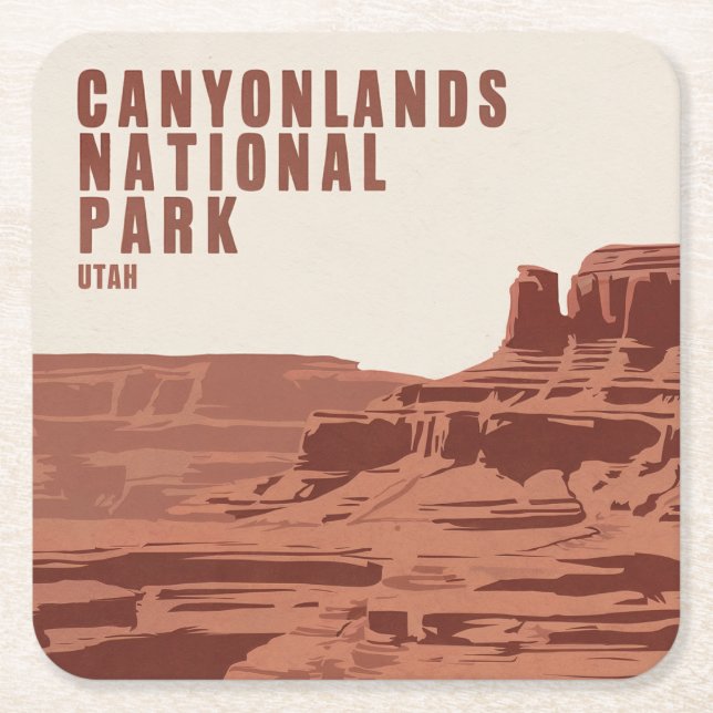 Posavasos Cuadrado De Papel Parque nacional de los Canyonlands Paisaje mínimo  (Anverso)