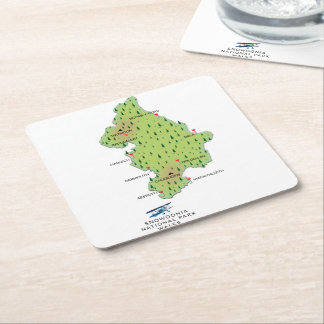 Posavasos Cuadrado De Papel parque nacional de Snowdonia, mapa de Gales