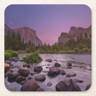 Posavasos Cuadrado De Papel Parque nacional de Yosemite en la oscuridad