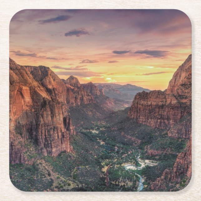 Posavasos Cuadrado De Papel Parque nacional del barranco de Zion (Anverso)