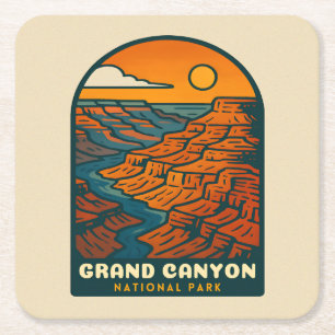 Posavasos Cuadrado De Papel Parque Nacional del Gran Cánion Retro Vintage Viaj