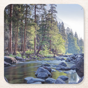 Posavasos Cuadrado De Papel Parque nacional del río el   Yosemite de Merced e