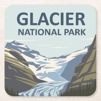 Posavasos Cuadrado De Papel Parque nacional Glaciar Arte de Viajes