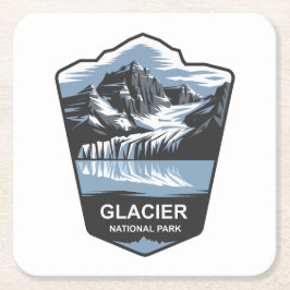 Posavasos Cuadrado De Papel Parque nacional Glacier Emblem