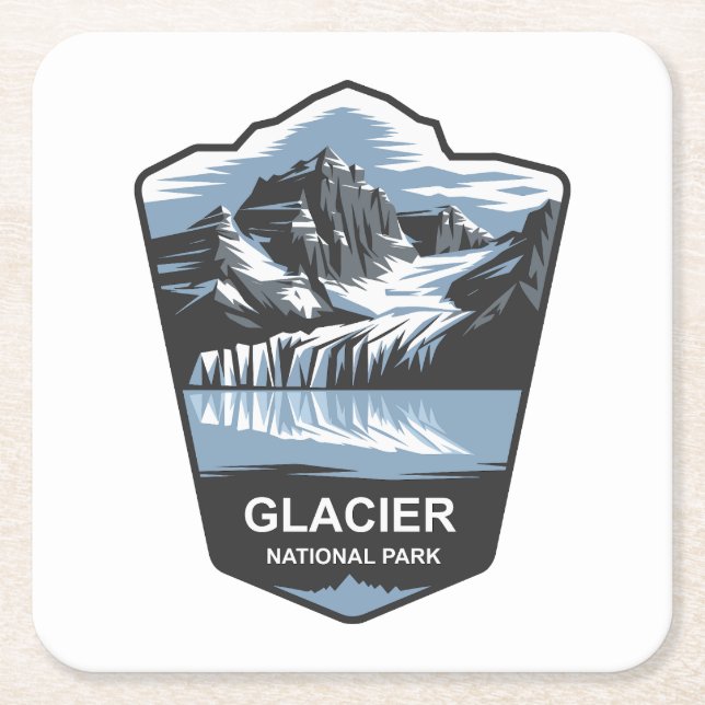 Posavasos Cuadrado De Papel Parque nacional Glacier Emblem (Anverso)