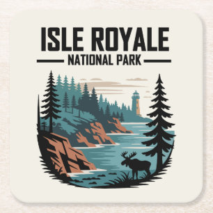 Posavasos Cuadrado De Papel Parque nacional Isle Royale