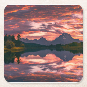 Posavasos Cuadrado De Papel Parque nacional magnífico de Teton, Wyoming