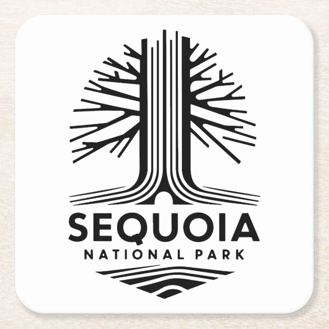 Posavasos Cuadrado De Papel Parque nacional Minimal Sequoia (Anverso)