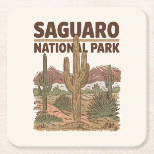 Posavasos Cuadrado De Papel Parque nacional Saguaro, Desierto Sonorés