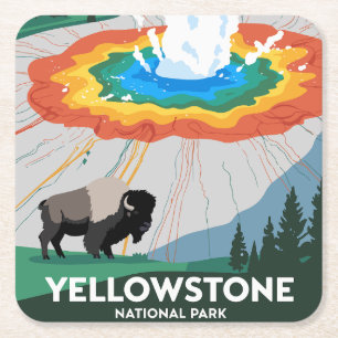 Posavasos Cuadrado De Papel Parque nacional Vivid Yellowstone