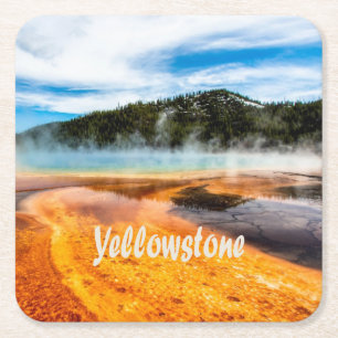 Posavasos Cuadrado De Papel Parque nacional Yellowstone Montañas Naturaleza An