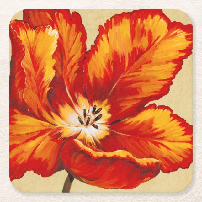 Posavasos Cuadrado De Papel Parrot Tulip I (Anverso)