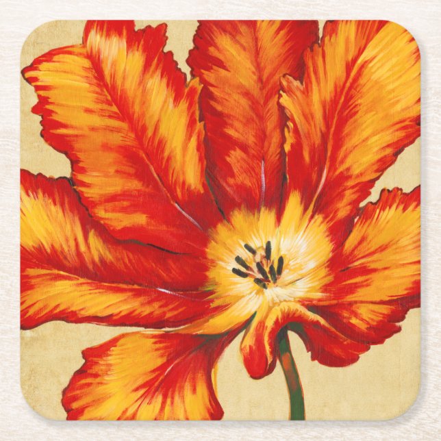 Posavasos Cuadrado De Papel Parrot Tulip II (Anverso)