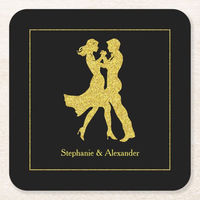 Posavasos Cuadrado De Papel Partido de Cumpleaños Conjunto Adultos Pareja de D (Anverso)