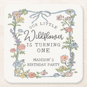 Posavasos Cuadrado De Papel Partido de cumpleaños floral Pastel Fiesta del Jar