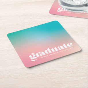Posavasos Cuadrado De Papel Partido de Graduación de Gradiente de Sorbet