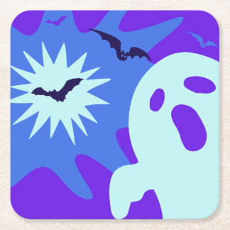 Posavasos Cuadrado De Papel Partido Halloween Retro Spooktacular