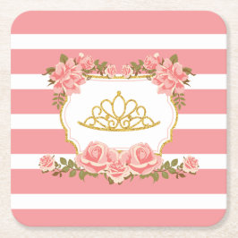 Posavasos Cuadrado De Papel Partido temático Princesa Floral Rosa de Rubor