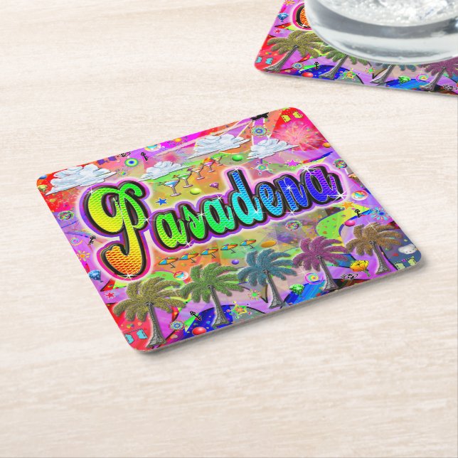 Posavasos Cuadrado De Papel Pasadena Vista Express Coaster (En perspectiva)