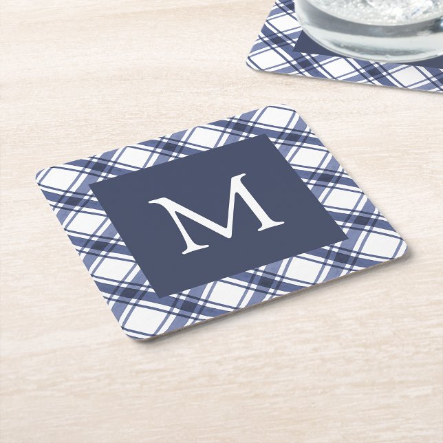 Posavasos Cuadrado De Papel Pascua azul y blanca (Blue and White Coaster
)