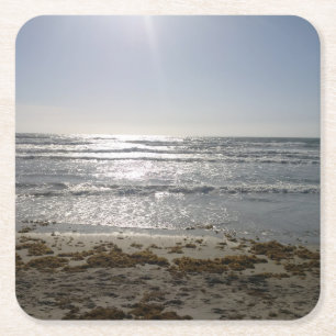 Posavasos Cuadrado De Papel Pascua Bebida Beach Sunrise