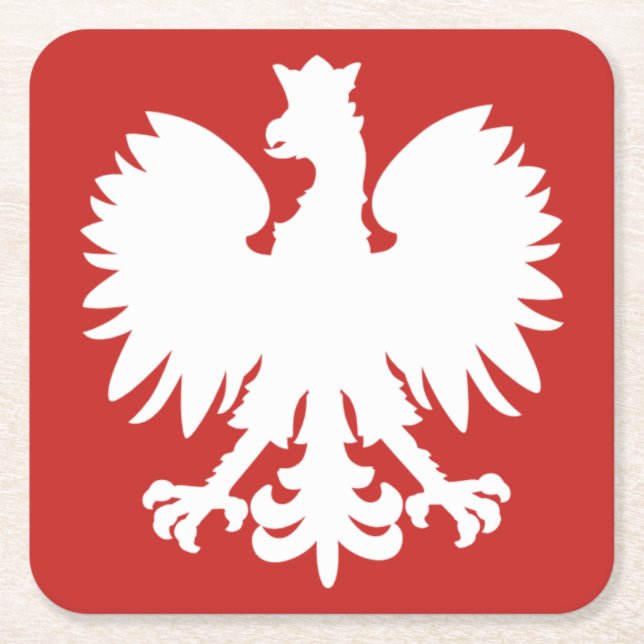 Posavasos Cuadrado De Papel Pascua de águila polaca (Anverso)