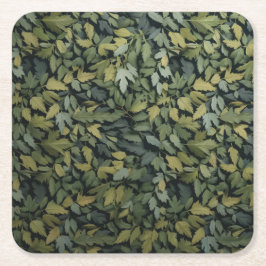 Posavasos Cuadrado De Papel Pascua de bebida de Leafy verde de vidrio