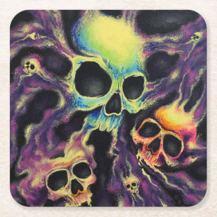 Posavasos Cuadrado De Papel Pascua de bebida de racimo cráneo "Psychedelia"