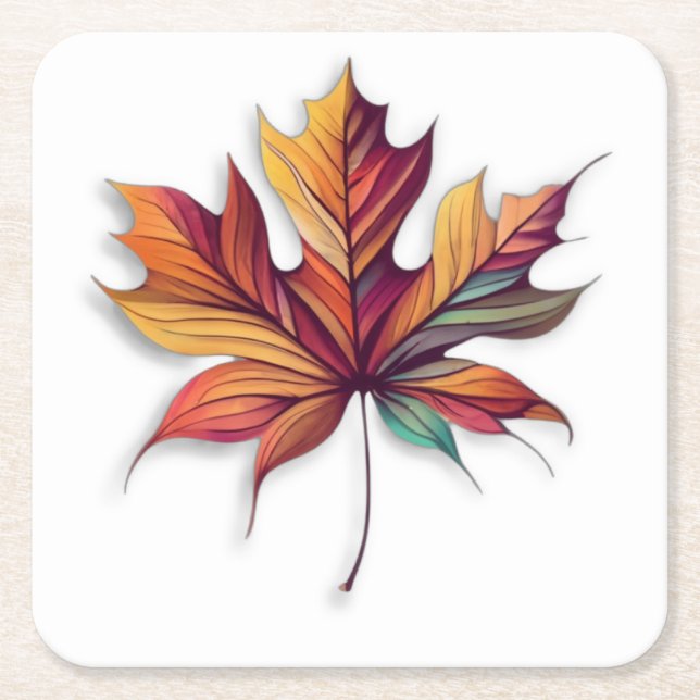 Posavasos Cuadrado De Papel Pascua de la hoja de otoño (Anverso)