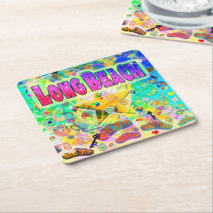 Posavasos Cuadrado De Papel Pascua de la Hora de la Epoch en Long Beach