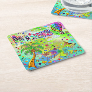 Posavasos Cuadrado De Papel Pascua de melodía sin tiempo de Palm Springs
