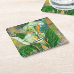 Posavasos Cuadrado De Papel Pascua de papel Calla Lilies