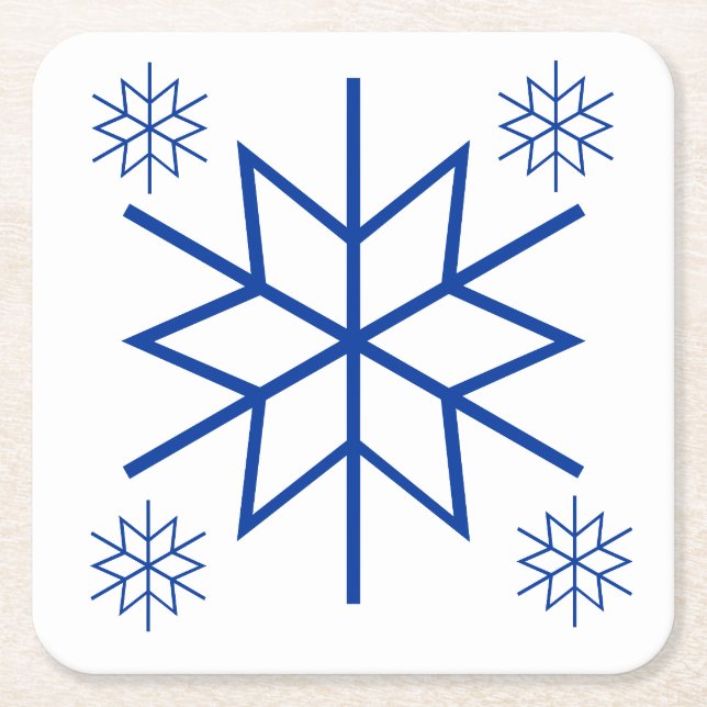 Posavasos Cuadrado De Papel Pascua de papel - Copos de nieve azules (Anverso)