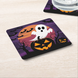 Posavasos Cuadrado De Papel Pascua de papel cuadrada de Halloween.