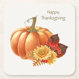 Posavasos Cuadrado De Papel Pascua de papel de calabaza del otoño