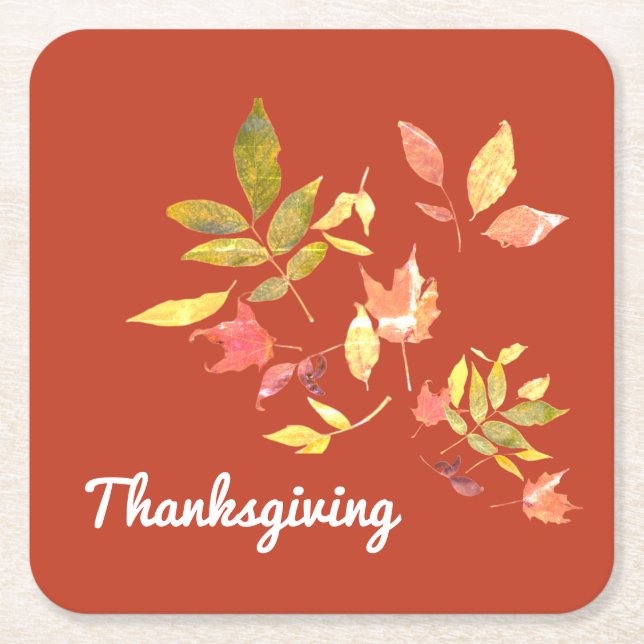 Posavasos Cuadrado De Papel Pascua de papel de la plaza de Acción de Gracias (Anverso)