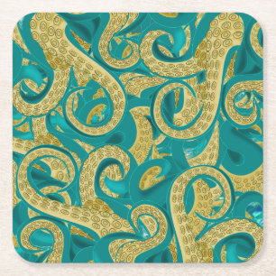 Posavasos Cuadrado De Papel Pascua de papel de pulpo - Pintura