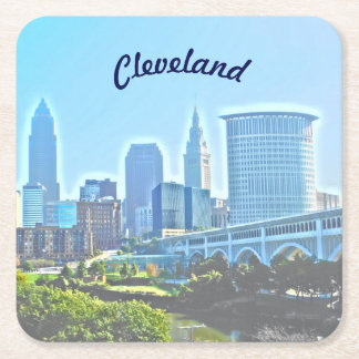 Posavasos Cuadrado De Papel Pascua de papel matutino azul de Cleveland
