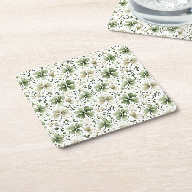 Posavasos Cuadrado De Papel Pascua de San Patricio (En perspectiva)