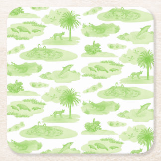 Posavasos Cuadrado De Papel Pascua de toile de Florida (Lime Green)