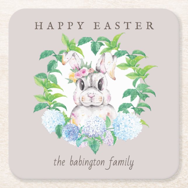 Posavasos Cuadrado De Papel Pascua floral personalizada (Anverso)