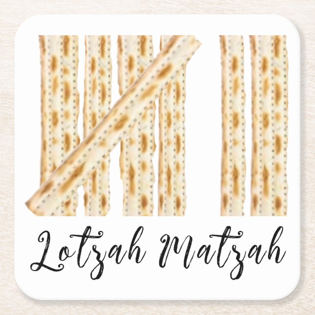 Posavasos Cuadrado De Papel Pascua Lotzah Matzah 7 días (Anverso)