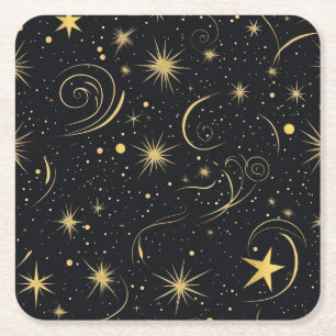 Posavasos Cuadrado De Papel Pascua nocturna celestial