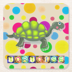 Posavasos Cuadrado De Papel Pascua para beber tortuga